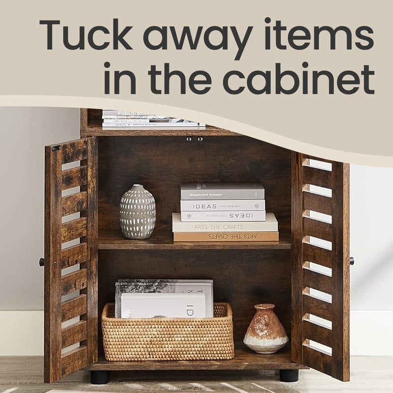 Freestanding Kitchen Storage Cabinet with Double Doors and Adjustable Shelves by Vasagle