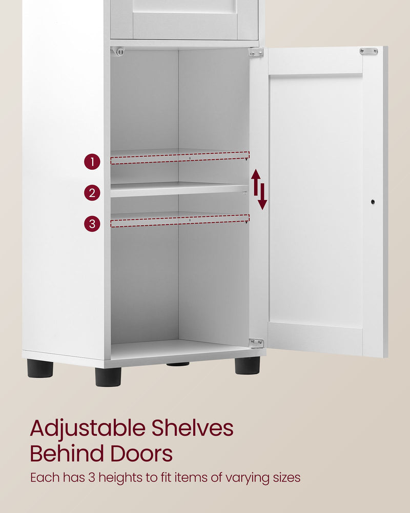 White Freestanding Bathroom Cabinet with Open Shelf for Storage and Organisation by Vasagle