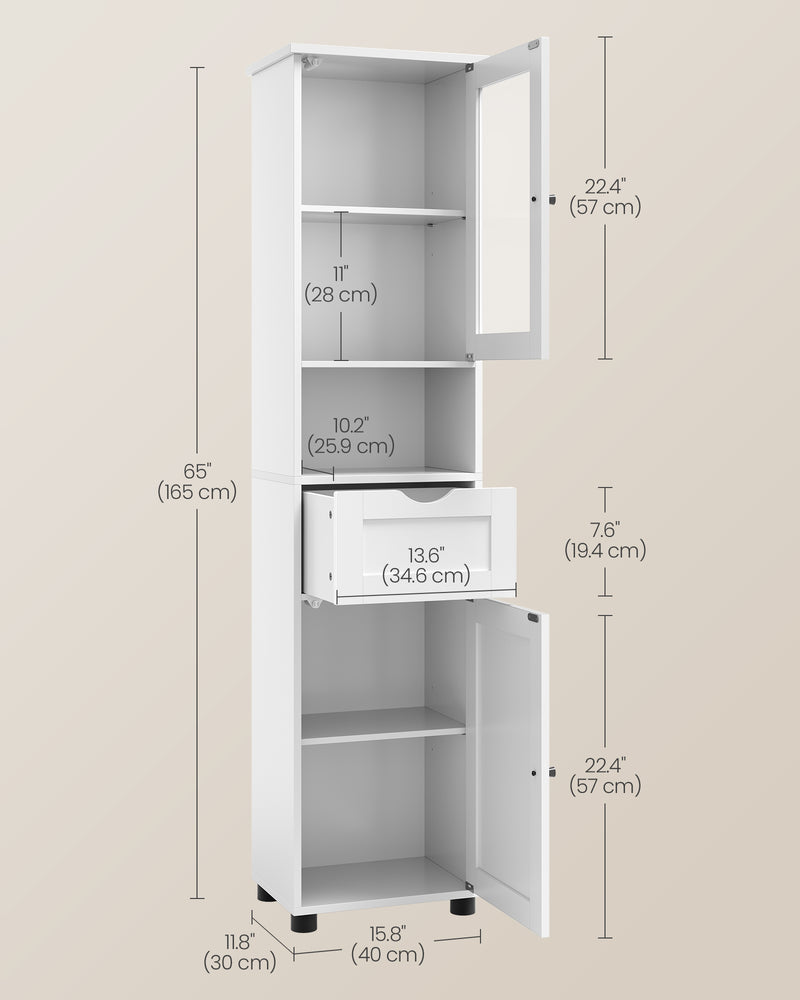 White Freestanding Bathroom Cabinet with Open Shelf for Storage and Organisation by Vasagle