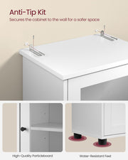 White Freestanding Bathroom Cabinet with Open Shelf for Storage and Organisation by Vasagle