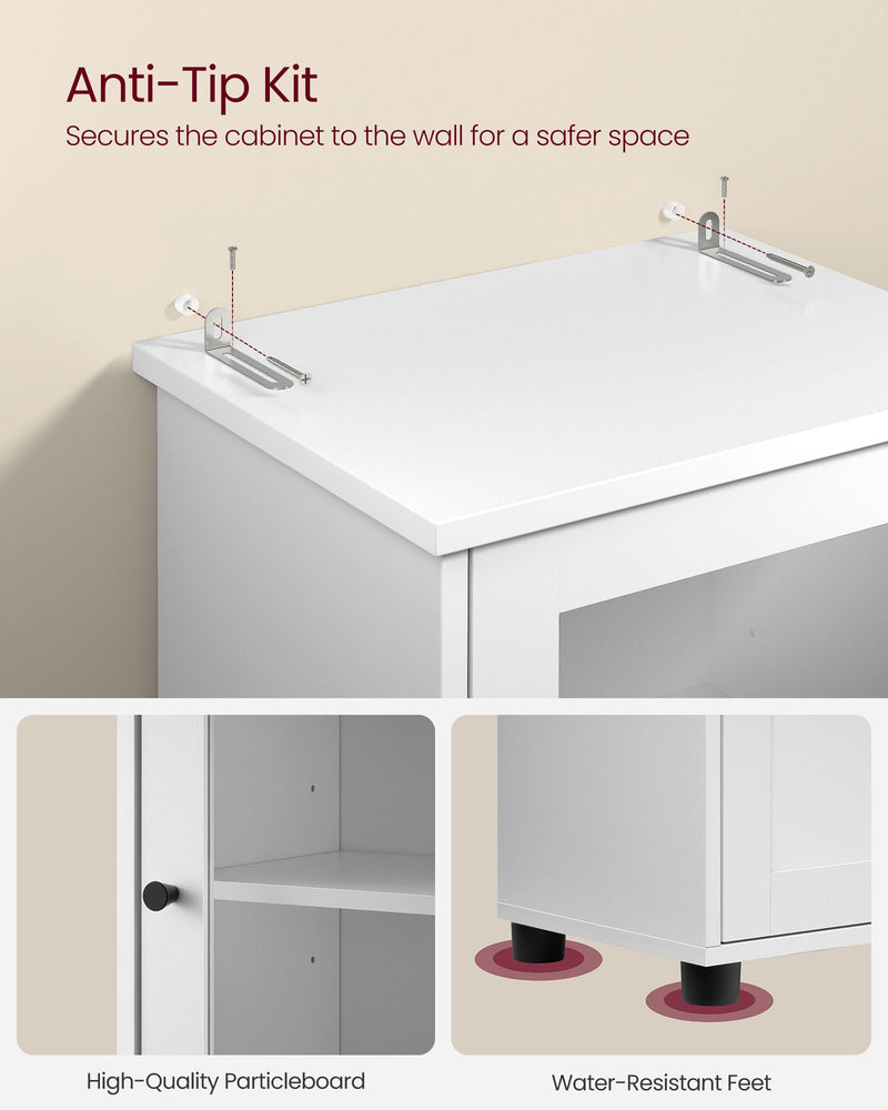 White Freestanding Bathroom Cabinet with Open Shelf for Storage and Organisation by Vasagle