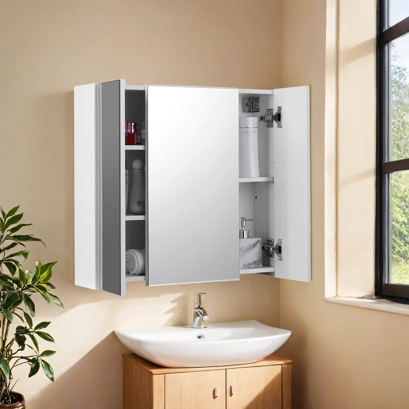 Wall Mounted Bathroom Mirror Cabinet with 3 Doors and Storage Shelves by Vasagle