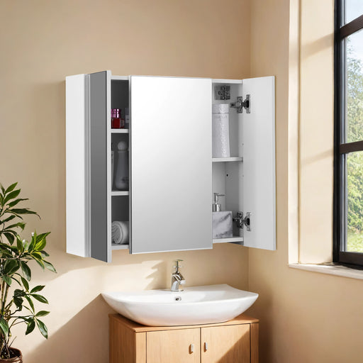 Wall Mounted Bathroom Mirror Cabinet with 3 Doors and Storage Shelves by Vasagle