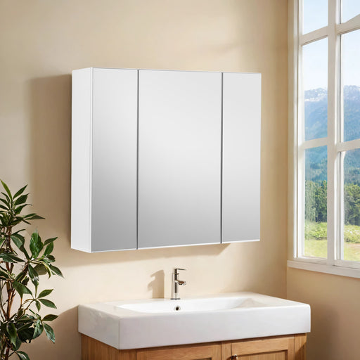 Wall Mounted Bathroom Mirror Cabinet with 3 Doors and Storage Shelves by Vasagle