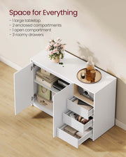 Modern Sideboard Cabinet with Adjustable Shelf and Storage Drawers for Dining Room by Vasagle