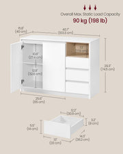 Modern Sideboard Cabinet with Adjustable Shelf and Storage Drawers for Dining Room by Vasagle