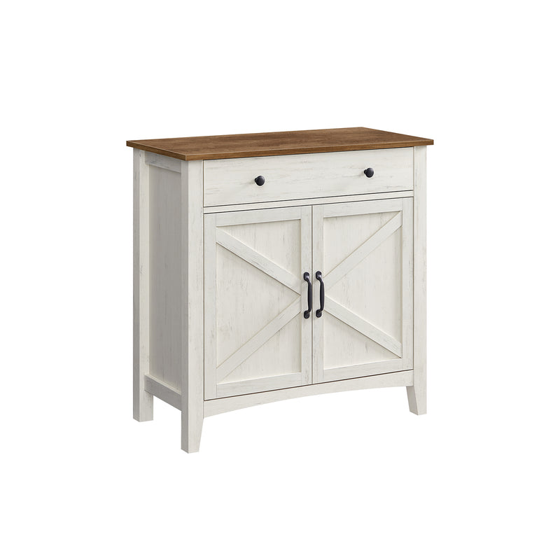 Rustic White and Honey Brown Storage Sideboard with Drawer for Dining Room by Vasagle