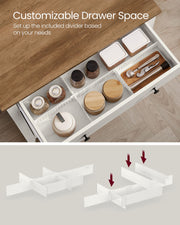 Rustic White and Honey Brown Storage Sideboard with Drawer for Dining Room by Vasagle