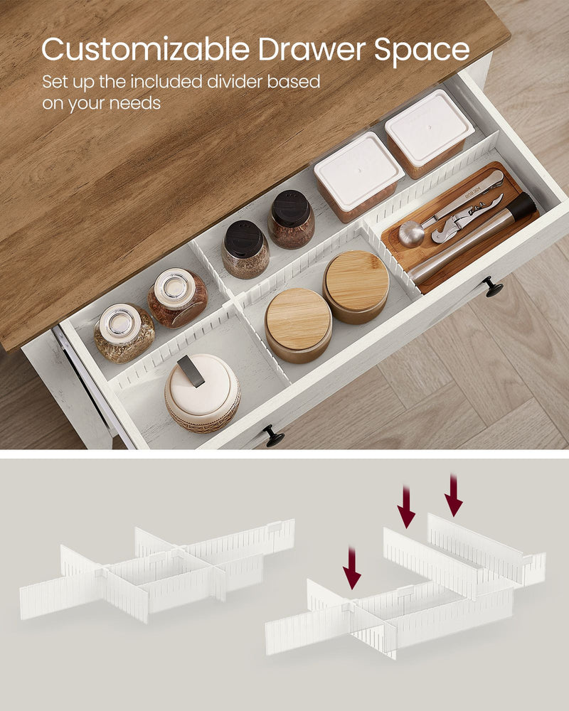 Rustic White and Honey Brown Storage Sideboard with Drawer for Dining Room by Vasagle