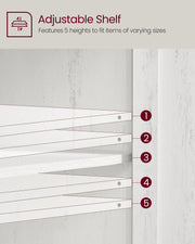 Rustic White and Honey Brown Storage Sideboard with Drawer for Dining Room by Vasagle