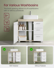 Under Sink Bathroom Storage Cabinet with 3 Drawers Space Saving Design by Vasagle