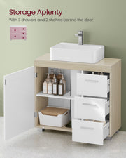Under Sink Bathroom Storage Cabinet with 3 Drawers Space Saving Design by Vasagle