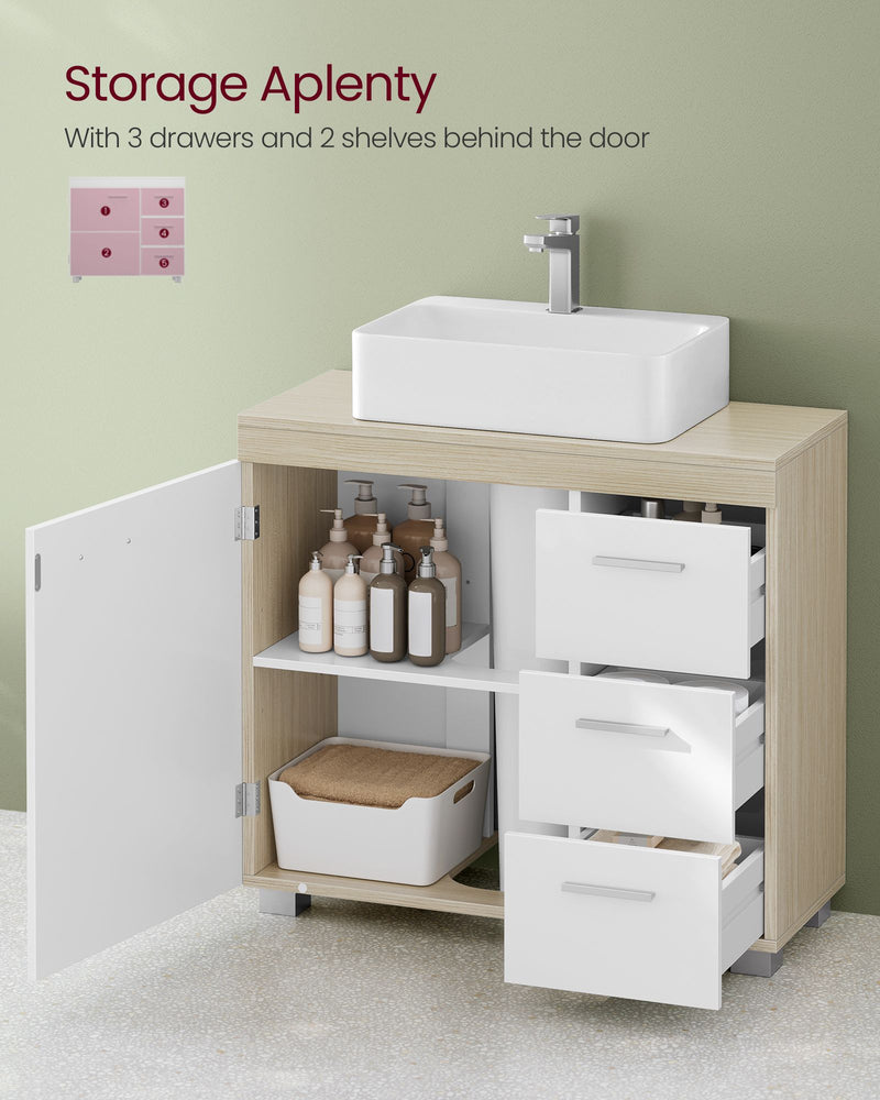 Under Sink Bathroom Storage Cabinet with 3 Drawers Space Saving Design by Vasagle