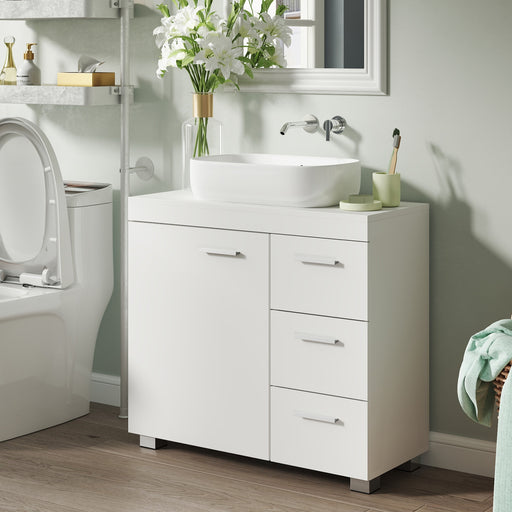 Under Sink Bathroom Storage Cabinet with 3 Drawers for Pedestal Basins by Vasagle