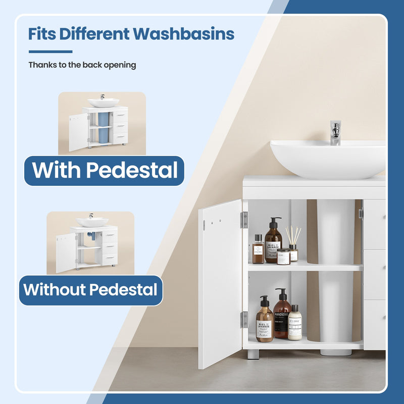 Under Sink Bathroom Storage Cabinet with 3 Drawers for Pedestal Basins by Vasagle