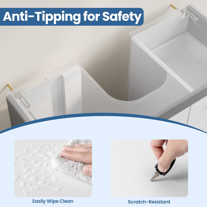 Under Sink Bathroom Storage Cabinet with 3 Drawers for Pedestal Basins by Vasagle