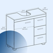 Under Sink Bathroom Storage Cabinet with 3 Drawers for Pedestal Basins by Vasagle