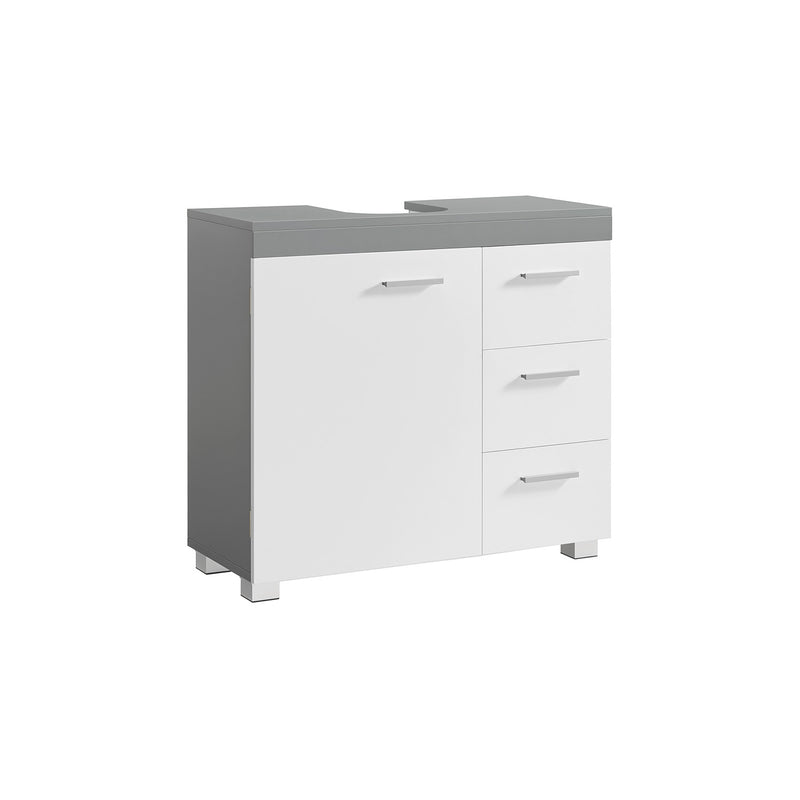 White Under Sink Bathroom Cabinet with Storage Shelves for Small Spaces by Vasagle