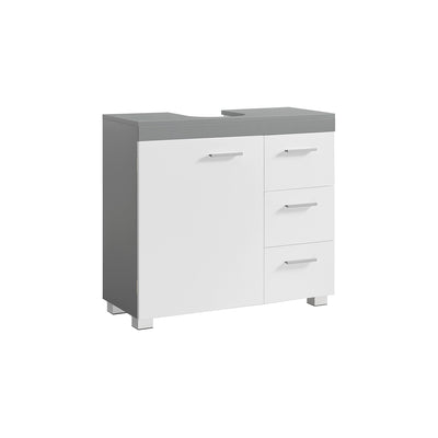 White Under Sink Bathroom Cabinet with Storage Shelves for Small Spaces by Vasagle