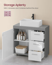 White Under Sink Bathroom Cabinet with Storage Shelves for Small Spaces by Vasagle