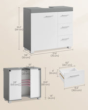 White Under Sink Bathroom Cabinet with Storage Shelves for Small Spaces by Vasagle