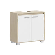 Under Sink Bathroom Cabinet with Adjustable Storage in Natural Beige and Cloud White by Vasagle