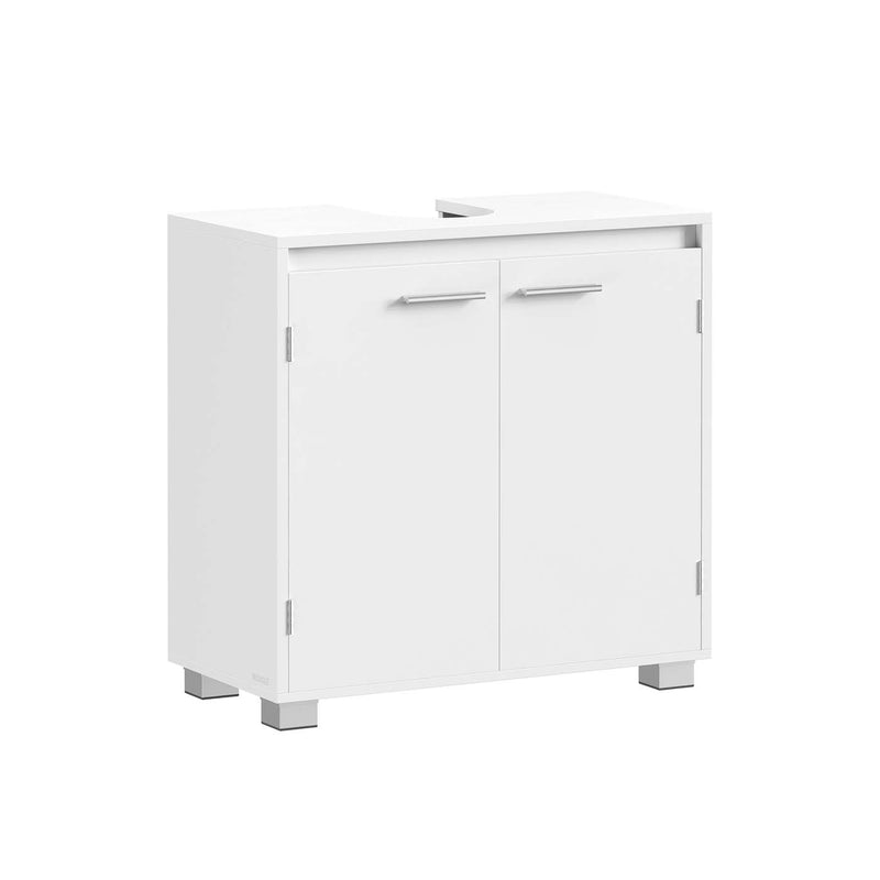 White Under Sink Bathroom Cabinet with Adjustable Storage Shelves by Vasagle