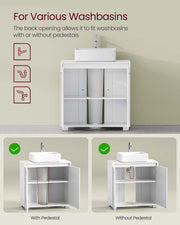 White Under Sink Bathroom Cabinet with Adjustable Storage Shelves by Vasagle