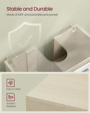 Under Sink Bathroom Storage Cabinet For Pedestal and Non Pedestal Basins with 3 Drawers - White & Oak VASAGLE