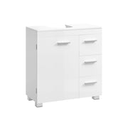 White Under Sink Bathroom Cabinet with 3 Drawers and 2 Compartments For Pedestal and Non Pedestal Basins VASAGLE