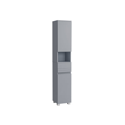 Slim Grey Bathroom Storage Cabinet with Drawer and Adjustable Shelf by Vasagle