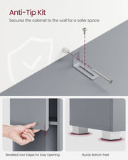 Slim Grey Bathroom Storage Cabinet with Drawer and Adjustable Shelf by Vasagle