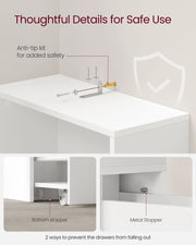 Tall White Bathroom Storage Cabinet with Shelves and Drawer for Small Spaces by Vasagle