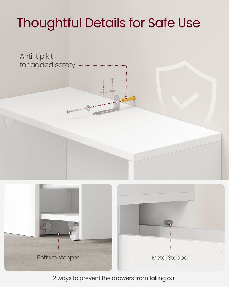 Tall White Bathroom Storage Cabinet with Shelves and Drawer for Small Spaces by Vasagle