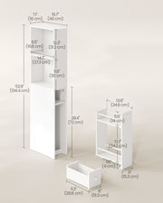 Tall White Bathroom Storage Cabinet with Shelves and Drawer for Small Spaces by Vasagle