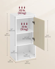 Wall Mounted Bathroom Cabinet in Cloud White and Natural Beige With Adjustable Shelves by Vasagle