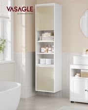 Wall Mounted Bathroom Cabinet in Cloud White and Beige with Storage Shelves by Vasagle