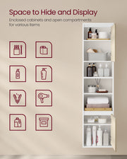 Wall Mounted Bathroom Cabinet in Cloud White and Beige with Storage Shelves by Vasagle