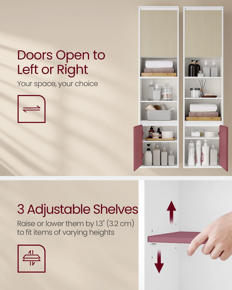 Wall Mounted Bathroom Cabinet in Cloud White and Beige with Storage Shelves by Vasagle