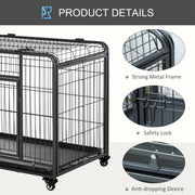 Metal Dog Cage with Locking Door Wheels and Removable Tray for Medium Pets by PawHut