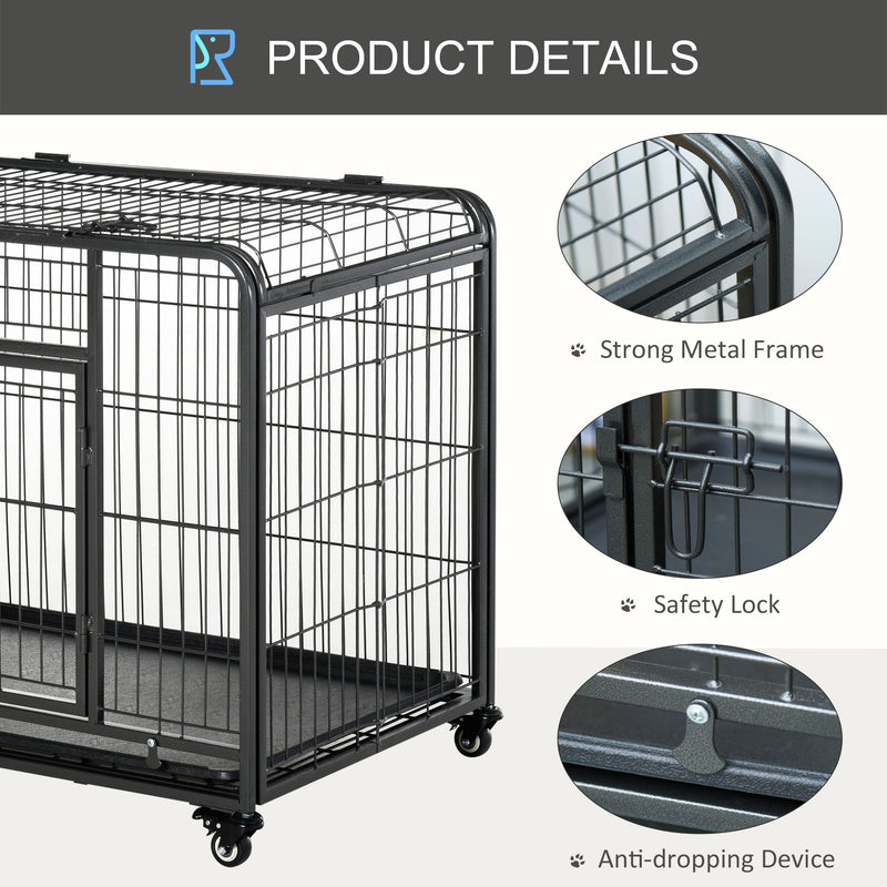 Metal Dog Cage with Locking Door Wheels and Removable Tray for Medium Pets by PawHut