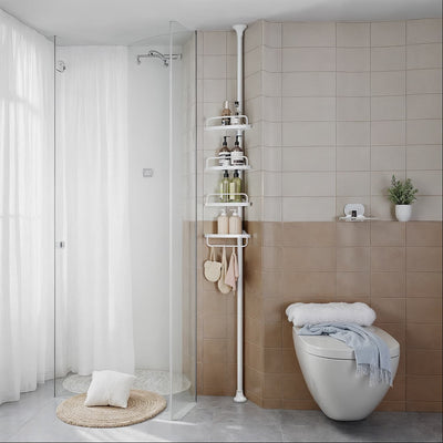Adjustable 4 Tier Corner Shower Shelf for Bathroom 85 to 305 cm Rustproof Storage by Songmics