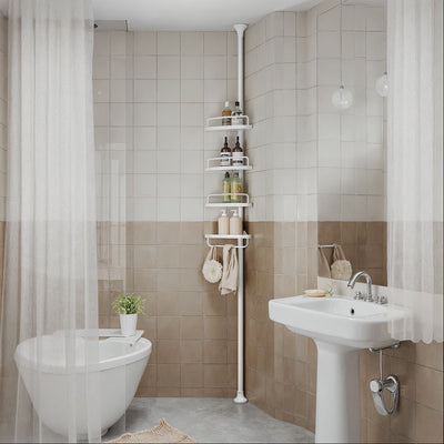 Adjustable 4 Tier Corner Shower Shelf for Bathroom 85 to 305 cm Rustproof Storage by Songmics