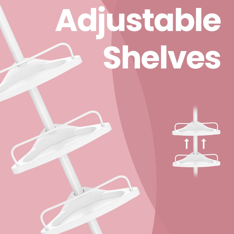 Adjustable 4 Tier Corner Shower Shelf for Bathroom 85 to 305 cm Rustproof Storage by Songmics