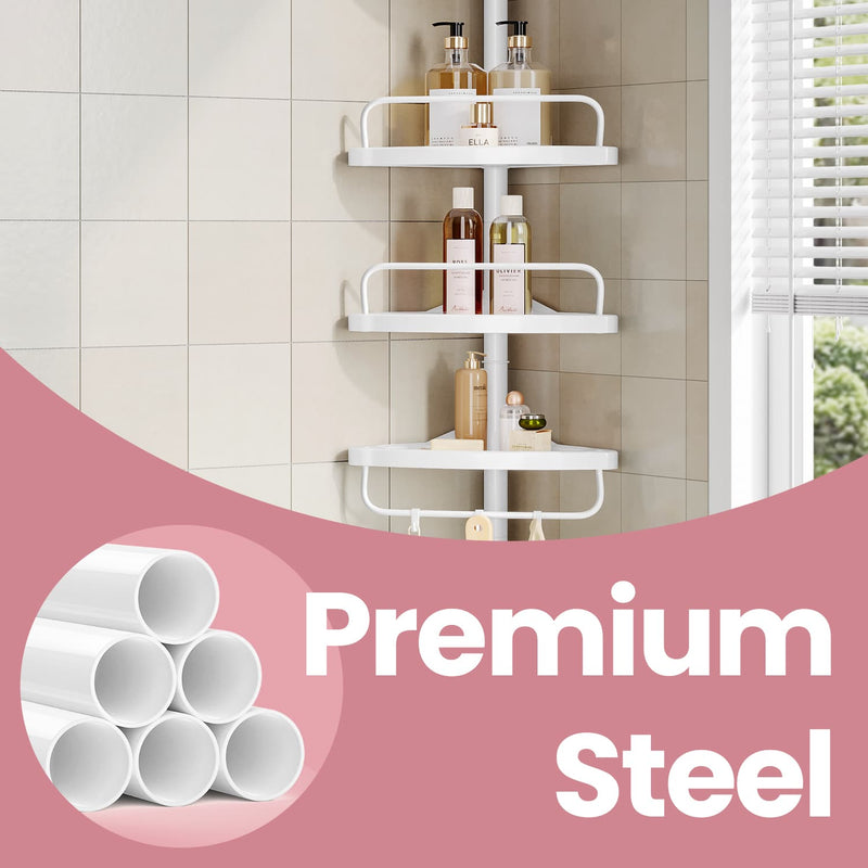 Adjustable 4 Tier Corner Shower Shelf for Bathroom 85 to 305 cm Rustproof Storage by Songmics
