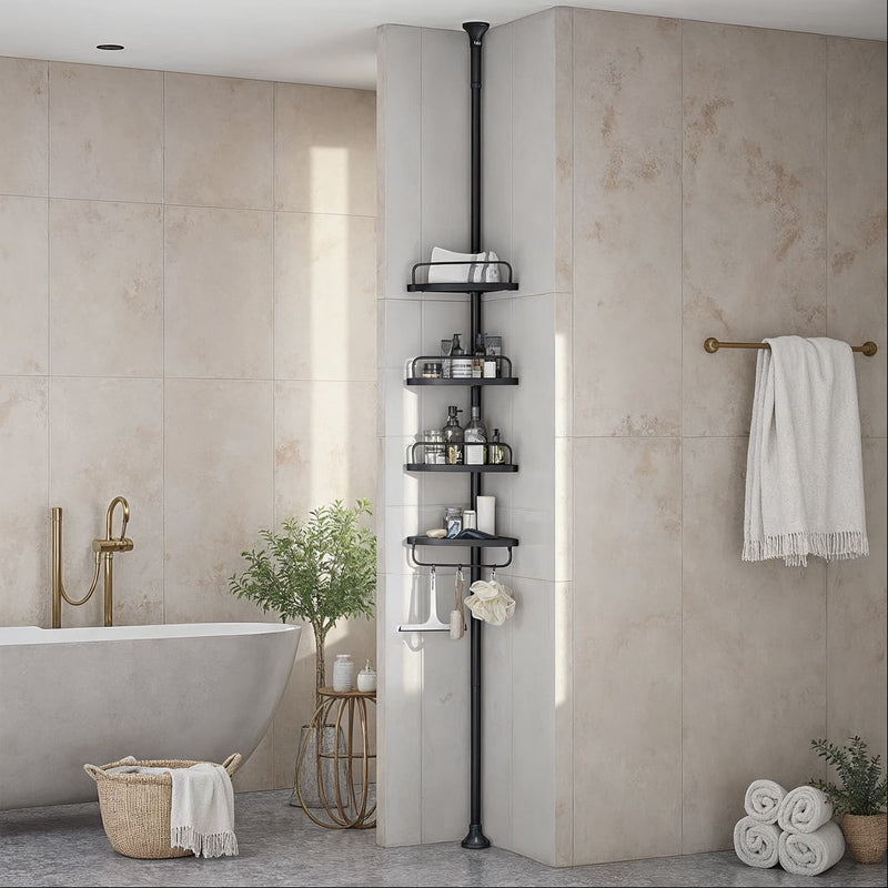 Adjustable 4 Tier Corner Shower Shelf Rustproof Telescopic Bathroom Caddy by Songmics