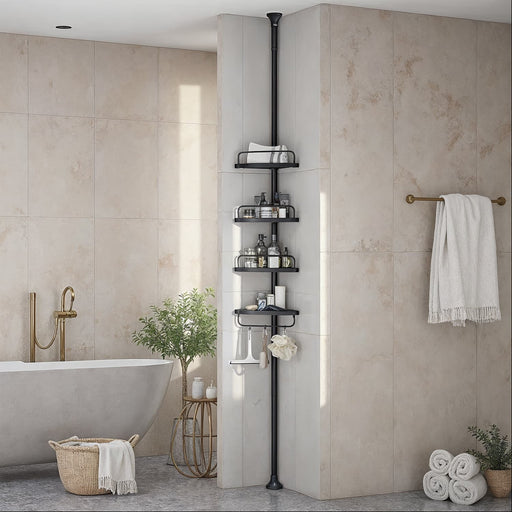 Adjustable 4 Tier Corner Shower Shelf Rustproof Telescopic Bathroom Caddy by Songmics