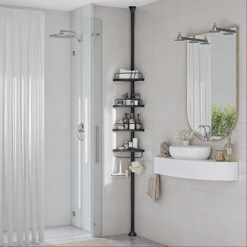 Adjustable 4 Tier Corner Shower Shelf Rustproof Telescopic Bathroom Caddy by Songmics