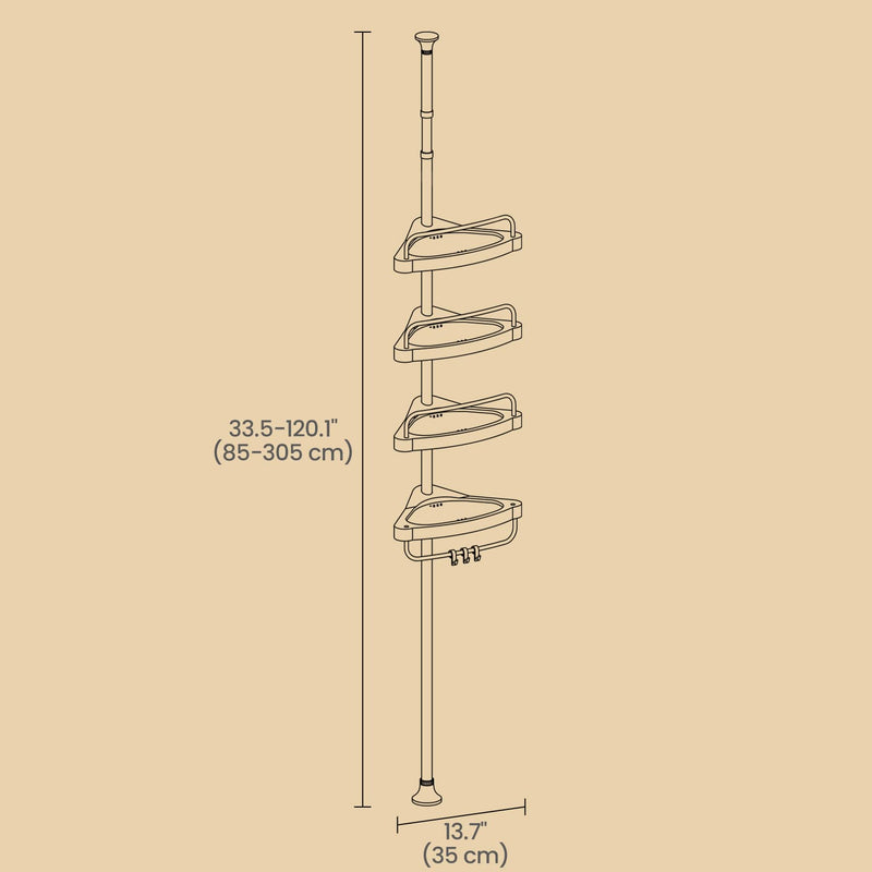 Adjustable 4 Tier Corner Shower Shelf Rustproof Telescopic Bathroom Caddy by Songmics