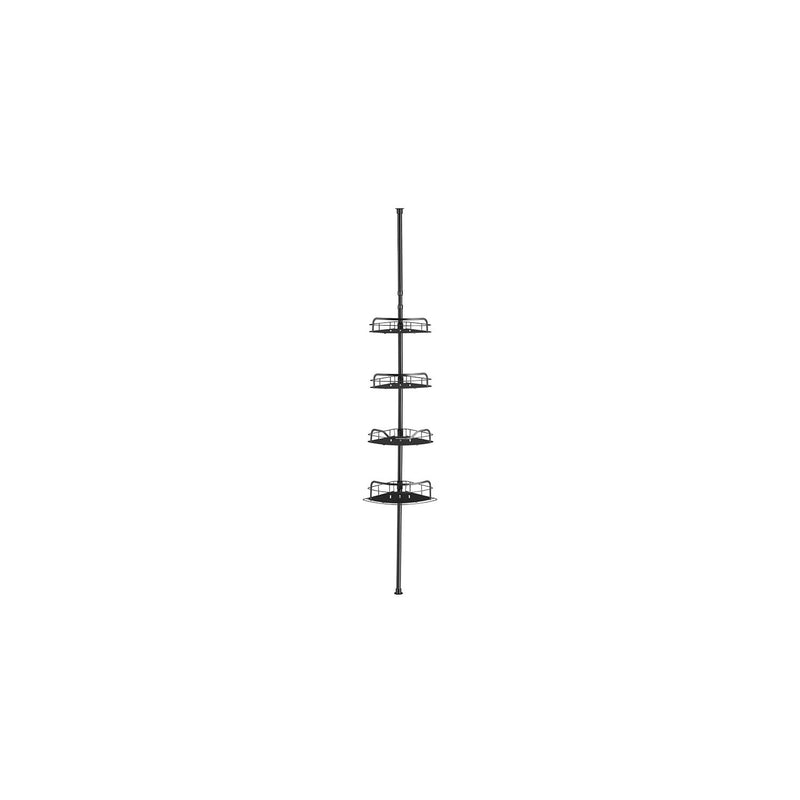 4 Tier Corner Shower Caddy Tension Pole No Drill Rustproof Storage Rack Ink Black by Songmics